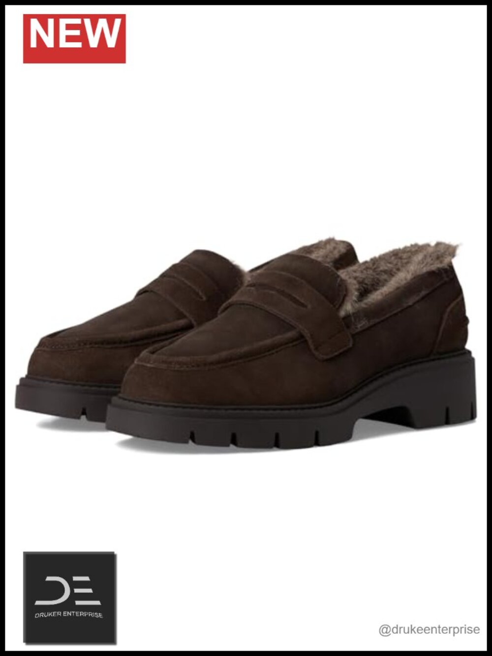 Women's Penny Loafer Suede Slip-On Wedge Heel Shoes